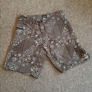 Patagonia Graphic Swim Board Shorts, Gray and Mint Green, Size 31